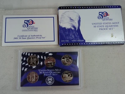 2001-S US Mint Statehood Quarters Proof Set 5 Coins Box & COA OGP Cameo - Image 1 of 4