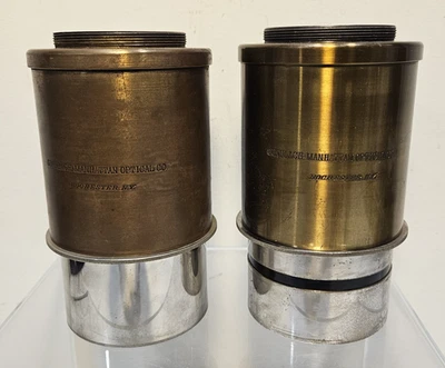 Lente frontal antigua (2) Gundlach-Manhattan Optical Co. de latón de 7 pulgadas y lente más pequeña Foto 1 de 4
