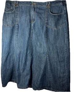 Women's 18W Baccini Boho Denim Maxi Skirt Missing 2 Buttons Back Pockets - Picture 1 of 10