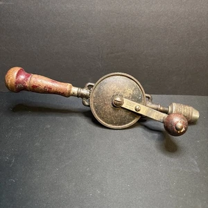 Vtg STANLEY No 624A Egg Beater Style Hand Crank Drill USA Wood Handle - Picture 1 of 7