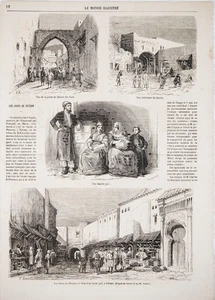 1870 JUDEN VON TETUAN SPANIEN VIER SZENEN GRAVUR 14x10 P417 - Bild 1 von 3