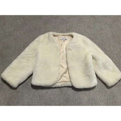 Brooks Brothers Girls Cream Faux Fur Bolero Jacket Cozy Warm Winter Outerwear - Image 1 of 4