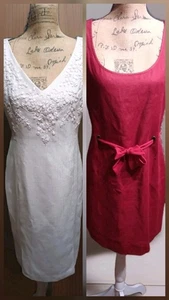 Women's Form Fitting Linen Dress Lot - 2 Pieces- Workwear- Size 8 - Picture 1 of 11