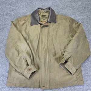 RainForest Men's Jacket Size L Brown Waxed Canvas/leather Full Zip Collar Coat - Picture 1 of 8