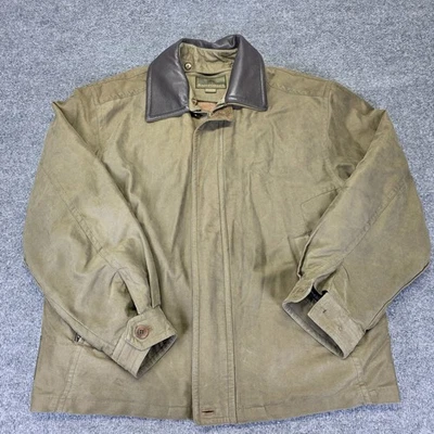 RainForest Men's Jacket Size L Brown Waxed Canvas/leather Full Zip Collar Coat - Image 1 of 4