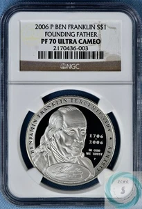 2006-P Proof Ben Franklin Founding Commemorative Silver Dollar NGC PF 70 UC - Picture 1 of 12