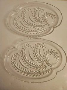 2 Federal Glass Homestead Hospitality Snack Plates Wheat Pattern Clear - Picture 1 of 6
