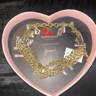 Nuevo Cinturón de Cadena Dorada Juicy Couture en Caja con Dijes Colgantes ~ S/M Foto 1 de 4
