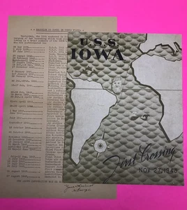 USS IOWA BB-61 prima traversata 1943 RARO libretto e storia dattilografata 3 anni - Foto 1 di 20
