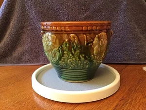 brush mccoy Majolica vase 1937 Vintage Art Pottery Green Jardiniere Planter #274 - Picture 1 of 11
