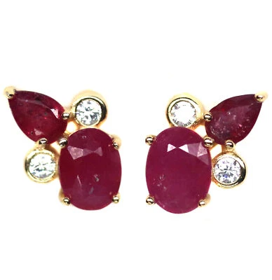 Heizbar 6 X 8 Mm. Oval Rot Rubin & Cubic-Zirconia Ohrringe Silber 925 Sterling - Bild 1 von 4