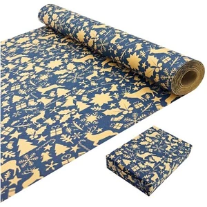 Weihnachtsgeschenkpapier Rolle Kraftpapier 43cm x 20m, bedruckt, recycling - Bild 1 von 8