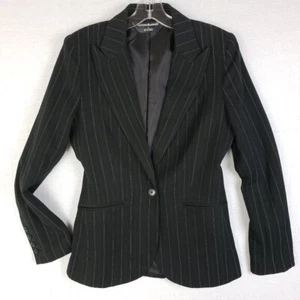 Norma Kamali Blazer Einreiher klassisch Nadelstreifen schwarz Sakko Gr. 6 - Bild 1 von 16