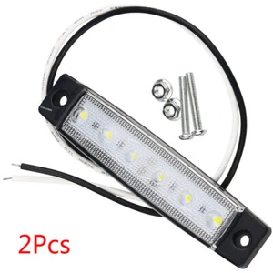 2x White 6 LED Side Marker Lamp Clearance Trailer Indicator Car External Light - Picture 1 of 6