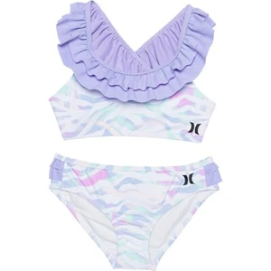 Hurley Little Girl's Size 6X 2 Pc Bikini Swimsuit Purple White Pulse Ruffle - Picture 1 of 3