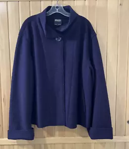 Hilary Radley BoiledWool Women’s Large Jacket High Collar Pockets Purple Classic - Picture 1 of 14