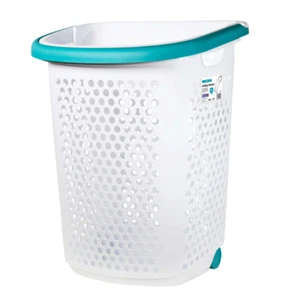 Laundry Wheeled Hamper Plastic Pop-up Handle Household for Clothes & Basket - Picture 1 of 7