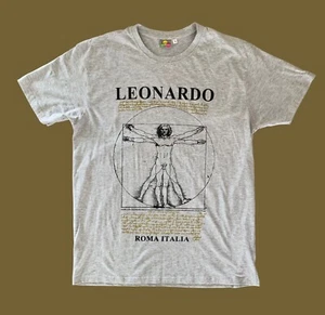 Camiseta De Colección Leonardo Da Vinci Vitruvio Hombre Arte Hecha en Italia Camiseta Suave Mediana - Imagen 1 de 5