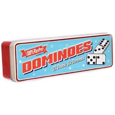 Double Six Club Pub Dot Dominoes Game Set 28 Double 6 Dominoes Play Set Tin Box - Image 1 of 2