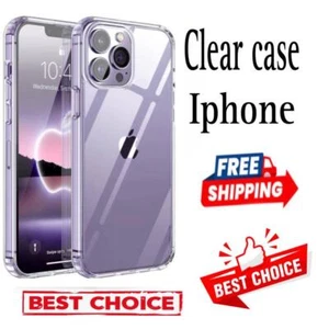 CLEAR Case For iPhone 11/12/13/14/15/16 XS 6/7/8 SOFT Cover Shockproof Silicone - Picture 1 of 3