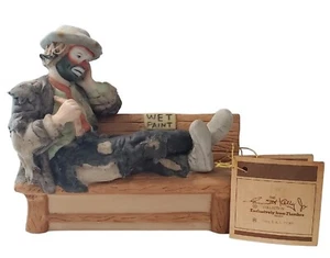 Emmett Kelly Jr "Wet Paint Park Bench" Porcelain Sad Clown Figure 4" with Tag - Picture 1 of 6