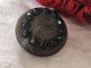 Bouton vintage parurier collection resine strass gris bijoux  2,7 cm ref 2705 - Picture 1 of 4