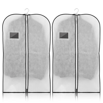 2 Stck. Atmungsaktive Kleidungsabdeckungen Anzug Lang Anzug Mantel Staubschutz Reißverschluss Taschen - Bild 1 von 4
