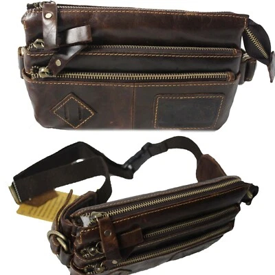 Cuero Genuino Riñonera Viajes Piel Waist Cinturón Bolso #4 - Imagen 1 de 4