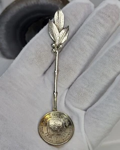 1893 Costa Rican - 25 Centavos Coin/Spoon (Sterling Handle) - Picture 1 of 10