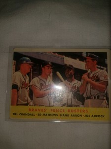 Hank Aaron, Ed Matthews, Del Crandall, Joe Adcock 1957 Topps Brave's Fence Buste