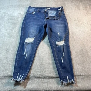 Pantalones de mezclilla KanCan para mujer 18 azules exclusivos para Maurices dobladillo crudo desgastado ajustados - Imagen 1 de 16