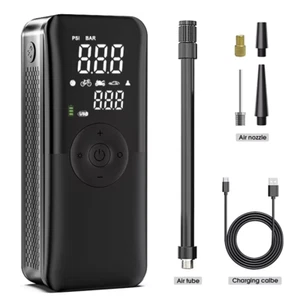 Black Power Bank Battery Charger Air Compressor Tire Portable Rechargeable Light - Picture 1 of 13