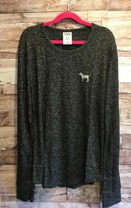 NWOT VICTORIA'S SECRET PINK COZY LONG SLEEVE SLEEP TEE MEDIUM DARK GRAY SILVER S - Picture 1 of 3