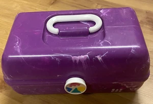 Vintage Caboodles Lila Marmor Schminkkasten Behälter 2 Ebenen Organizer Spiegel - Bild 1 von 17