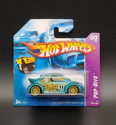 Hot Wheels #39 Pop Offs 2007 3/4 Volkswagen Beetle Cup tarjeta de clasificación verde azulado Foto 1 de 2