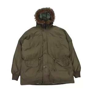 Alpha Industries Down Parka Mens XL Olive Green Nylon Padded Hooded Coat Jacket - Picture 1 of 11