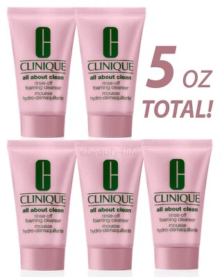 Clinique All About Clean Rinse Off Foaming Cleanser -  1 oz Each - 5 PACK! - Image 1 of 4