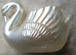 DECORATIVE SWAN CANDLE HOLDER, PAINTED PALE PINK CLEAR GLASS, USED - Picture 1 of 4