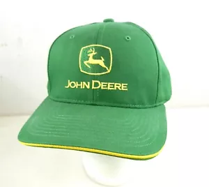 John Deere Baseball Cap Hat Embroidered Logo Solid Green Yellow Edge Bill T83 - Picture 1 of 5