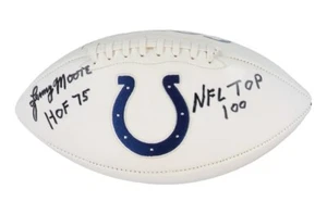 LENNY MOORE 'HOF 75' & 'NFL Top 100' Signed Colts Logo Football (Schwartz) - Picture 1 of 6