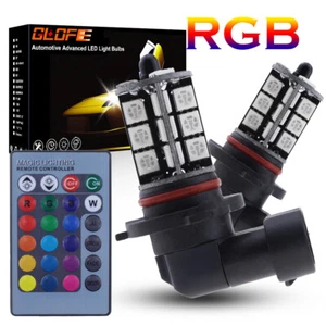 H10 9145 9140 Car 5050 12SMD RGB Multi-Colors LED Fog Light Conversion Kit Bulbs - Picture 1 of 9