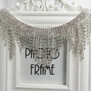 Crystal Rhinestone Chain Fringe Tassel Diamante Trimming DIY Sewing Craft 40cm - Picture 1 of 7