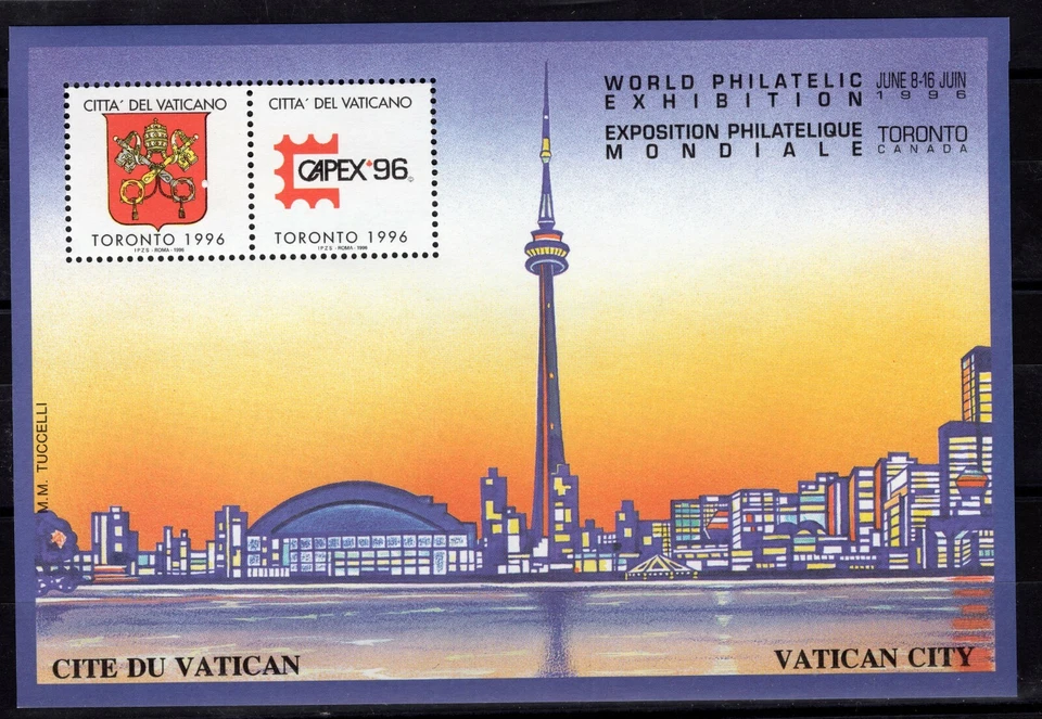 VATICAN 1996 ISSUED FOR TORONTO CAPEX 96 SOUVENIR SHEET - MINT NEVER HINGED VF - Image 1 of 1