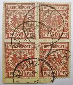 German Post in China: 50 Pfg Block of 4 + small lot - Picture 1 of 2