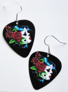 Day of the Dead Dark Art guitar pick earrings! Muertos La Catrina Halloween Goth - Picture 1 of 1