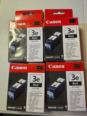 Canon 3e Black Ink Cartridge BCI-3eBK 4 Packs  New Sealed - Image 1 of 3
