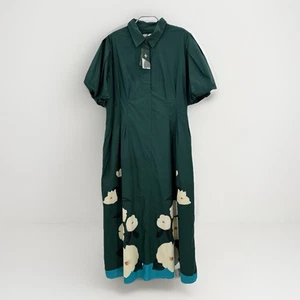 Abito midi Tuckernuck fiori egei Delaney XXXL 3XL camicia abito manica a sbuffo - Foto 1 di 10