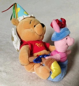Disney Winnie the Pooh Happy Birthday Pooh & Piglet 8-inch Plush Beanie - Tagged - Picture 1 of 3
