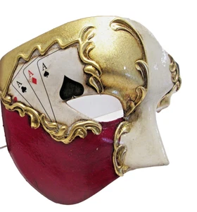 MASCHERA FANTASMA DELL'OPERA MAR5. FATTO A MANO A VENEZIA - CARTAPESTA, DESIGN POKER - Foto 1 di 3