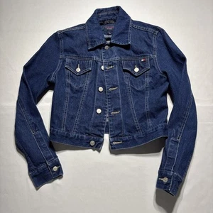 Tommy Hilfiger Button Up Denim Jean Jacket Dark Blue, Girls Youth Size XS  - Picture 1 of 7